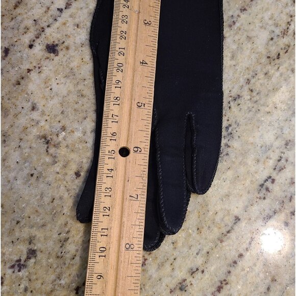 Vintage Womens Size XS-S 6 Black Cotton Formal 8" Short Gloves Button Accent - Picture 13 of 15